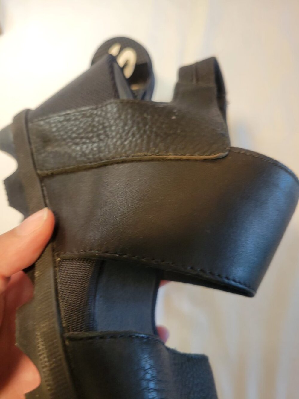 Sorel Black Leather Wedge Sandals Ankle Strap Platform Women's Size 7 - Picture 3 of 9